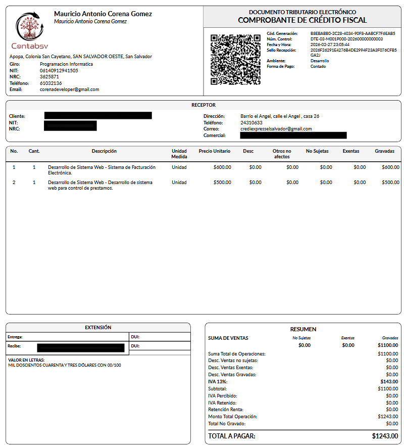 PDF DTE Oficial generado por ContabSV